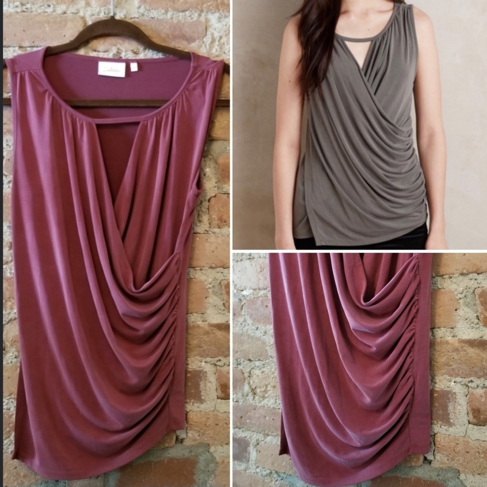 Anthropologie Deletta Swirlscape Top in Raspberry